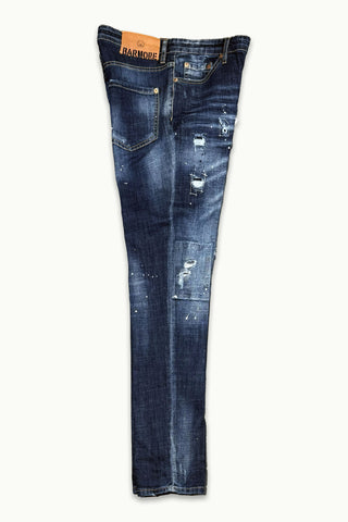 Barmore Herren Jeans – Mittelblaue Slim Fit Jeans mit Used-Waschung