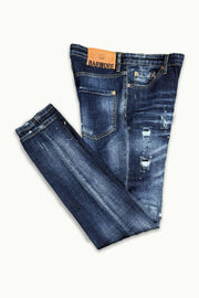 Barmore Herren Jeans – Mittelblaue Slim Fit Jeans mit Used-Waschung