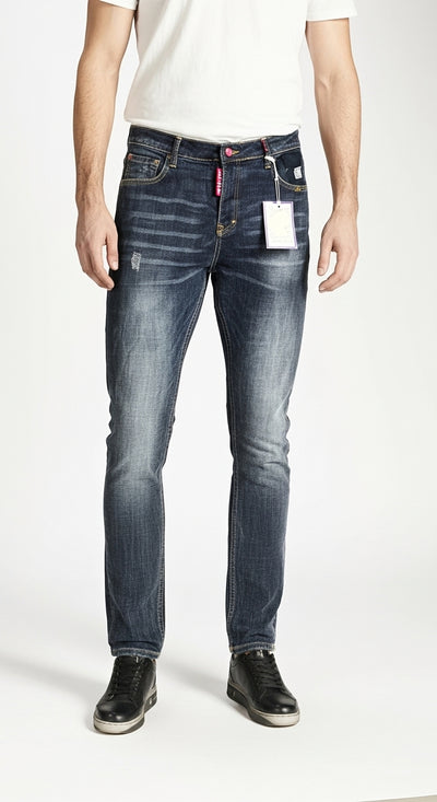 Barmore Herren Jeans – Dunkelblaue Slim Fit Jeans mit Waschung