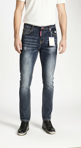 Barmore Herren Jeans – Dunkelblaue Slim Fit Jeans mit Waschung