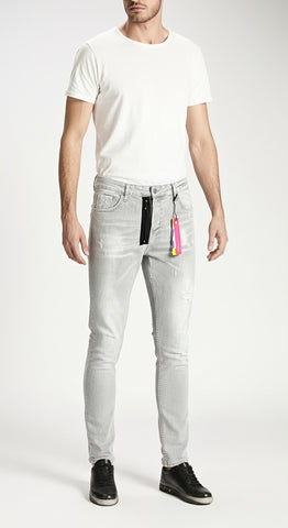 Stylische Hellgraue Herrenjeans mit Reißverschlussdesign – BARMORE