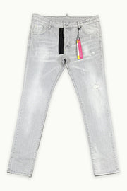 Stylische Hellgraue Herrenjeans mit Reißverschlussdesign – BARMORE