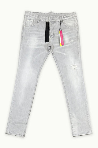 Stylische Hellgraue Herrenjeans mit Reißverschlussdesign – BARMORE