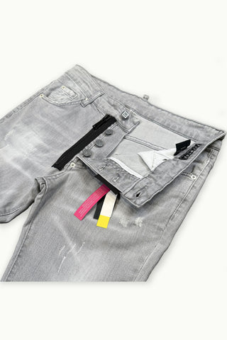 Stylische Hellgraue Herrenjeans mit Reißverschlussdesign – BARMORE