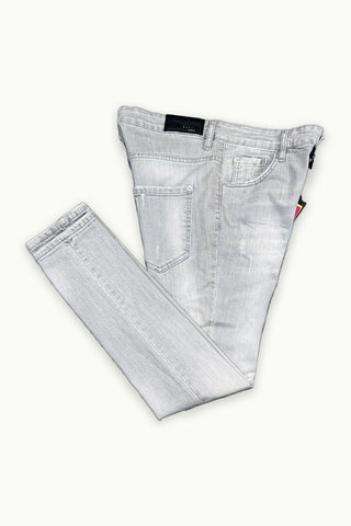 Stylische Hellgraue Herrenjeans mit Reißverschlussdesign – BARMORE