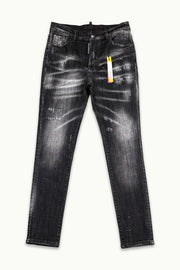 Barmore Herren Jeans – Schwarze Slim Fit Jeans mit Used Look