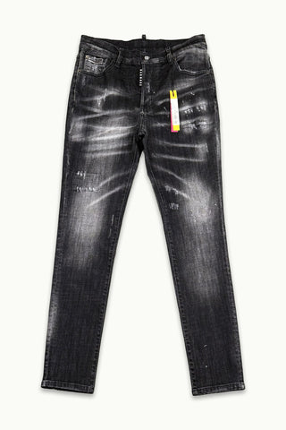 Barmore Herren Jeans – Schwarze Slim Fit Jeans mit Used Look