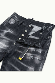 Barmore Herren Jeans – Schwarze Slim Fit Jeans mit Used Look