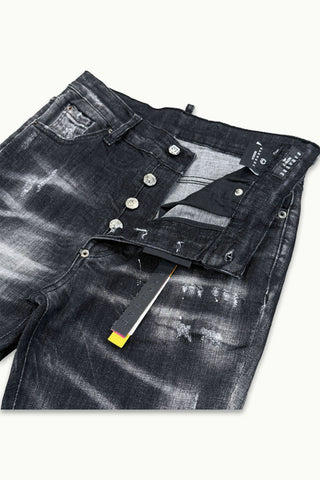 Barmore Herren Jeans – Schwarze Slim Fit Jeans mit Used Look