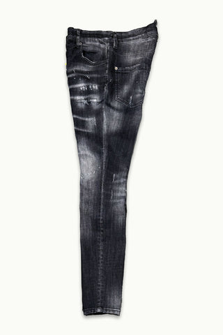 Barmore Herren Jeans – Schwarze Slim Fit Jeans mit Used Look