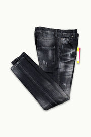 Barmore Herren Jeans – Schwarze Slim Fit Jeans mit Used Look