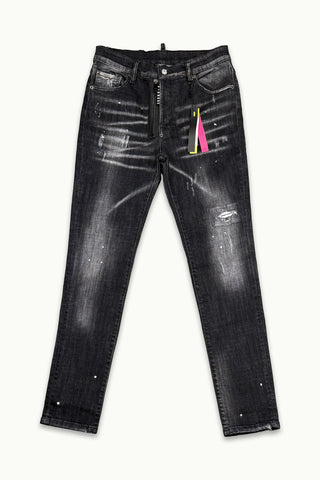 Barmore Herren Jeans – Schwarze Slim Fit Jeans mit Zipper-Detail und Used Look
