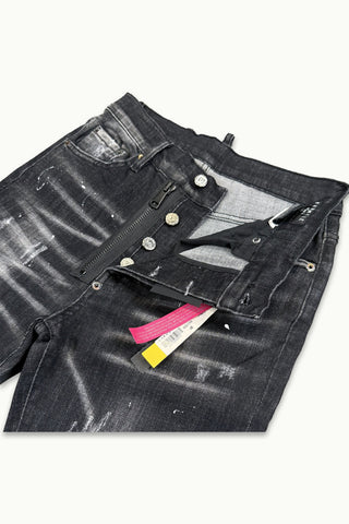 Barmore Herren Jeans – Schwarze Slim Fit Jeans mit Zipper-Detail und Used Look