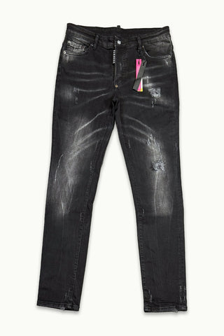 Barmore Herren Jeans – Schwarze Slim Fit Jeans mit Destroyed-Details
