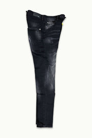 Barmore Herren Jeans – Schwarze Slim Fit Jeans mit Destroyed-Details