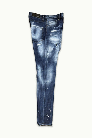 BARMORE Jeans 06-115-007 – Slim Tapered, Button-Fly, Indigo mit Used-/Paint-Details