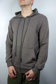 BARMORE Zip-Hoodie – Schlichter Kapuzenpullover in Taupe mit Ton-in-Ton Logo