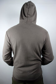 BARMORE Zip-Hoodie – Schlichter Kapuzenpullover in Taupe mit Ton-in-Ton Logo