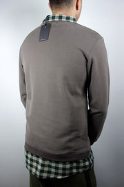 BARMORE Sweatshirt – Braun mit kariertem Hemdkragen & Sticklogo